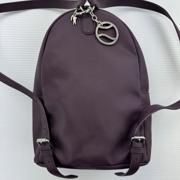 Lacoste Daily Classic Backpack Grape Wine Purple Coated Pique Croc Logo Bag main image 5